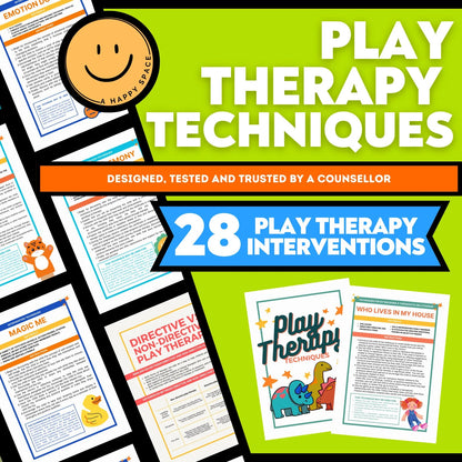 Play Therapy Bundle: Child Counselor Resources - Gestalt, SEL, Play-Based Techniques, Worksheets, Cheat Sheets, EQ, + 8 Books.