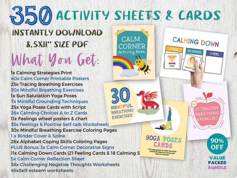 350 Bundle Therapy Activity for Kids Worksheet Anxiety Coping Skills Handouts Resources Therapist School Psychology Tools Counseling Decor